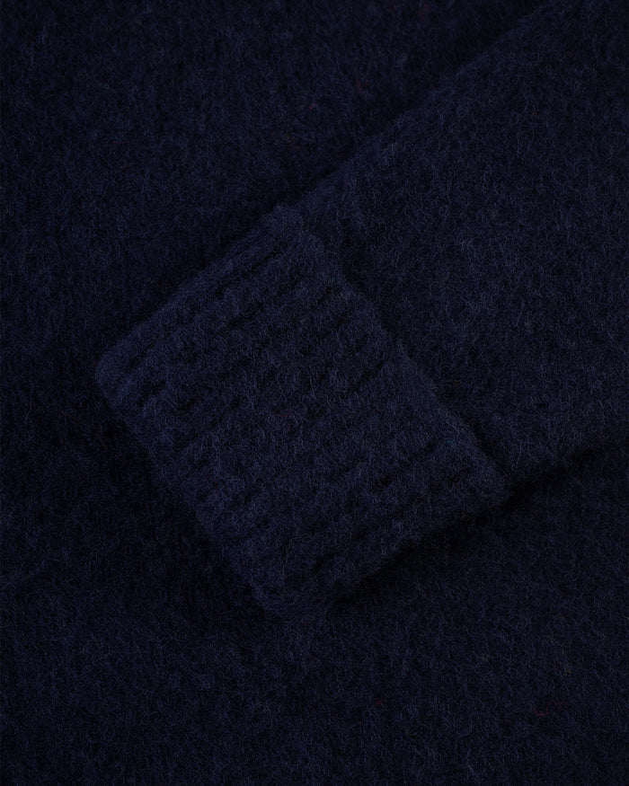 Made-in-Scotland Navy Shaggy Dog Sweater - Classic Fit