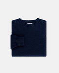 Made-in-Scotland Navy Shaggy Dog Sweater  - Trim Fit