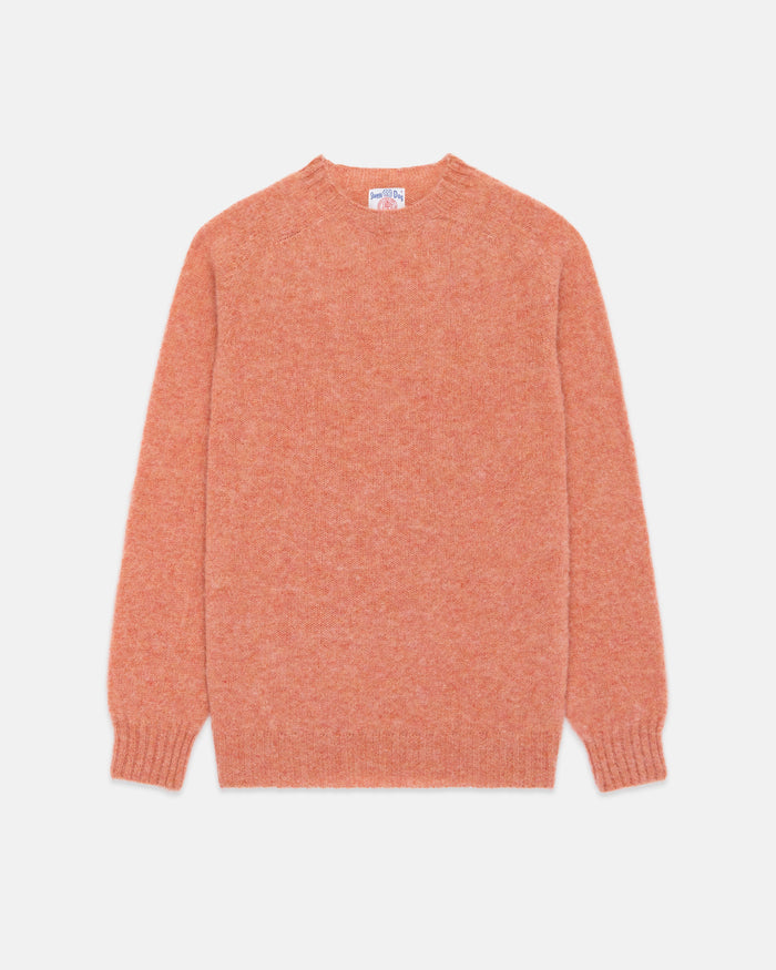 Made-in-Scotland Pink & Orange Mix Shaggy Dog Sweater  - Trim Fit