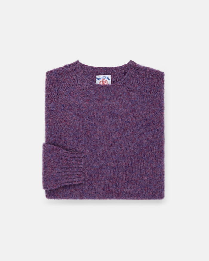 Made-in-Scotland Purple Shaggy Dog Sweater  - Trim Fit