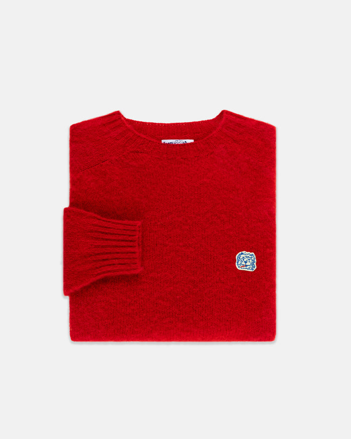 Made-in-Scotland Red Shaggy Dog Icon Sweater  - Trim Fit