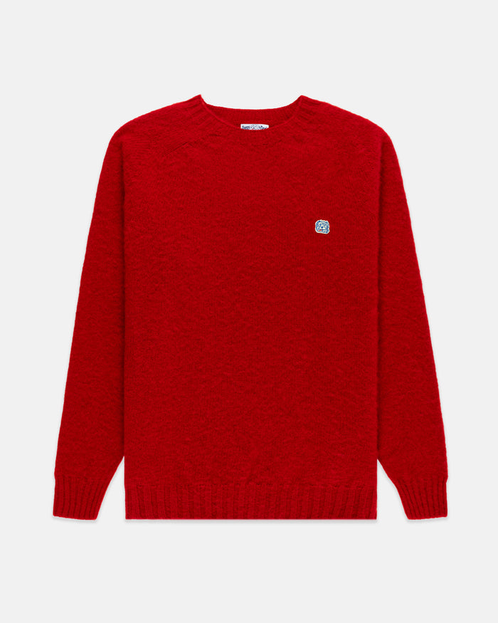 Made-in-Scotland Red Shaggy Dog Icon Sweater  - Trim Fit