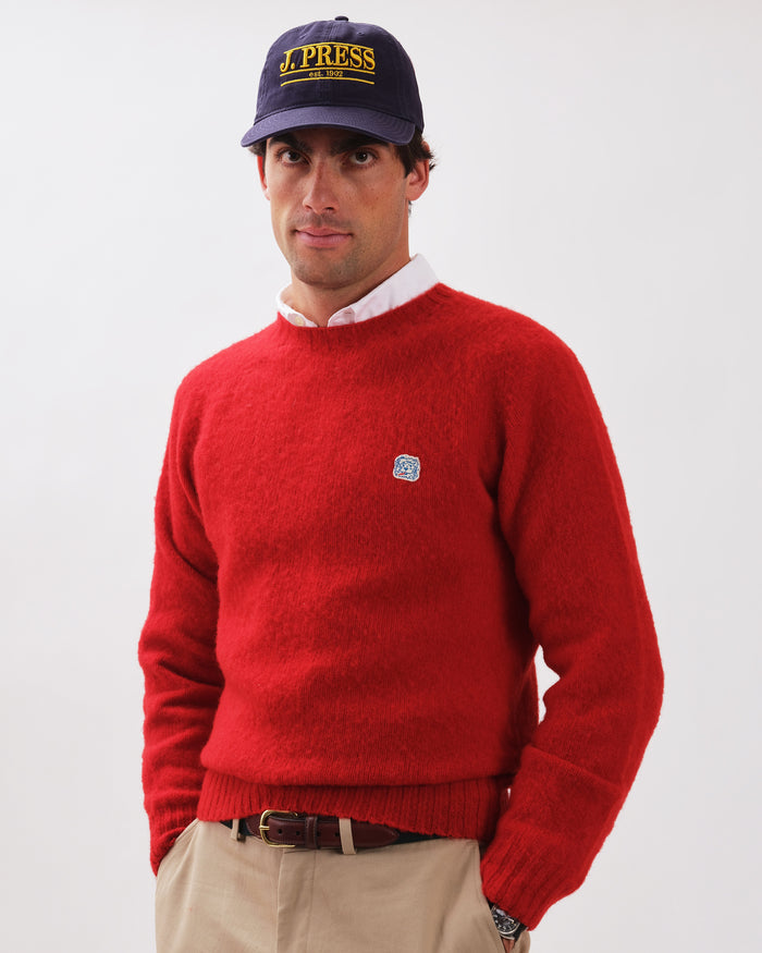 Made-in-Scotland Red Shaggy Dog Icon Sweater  - Trim Fit