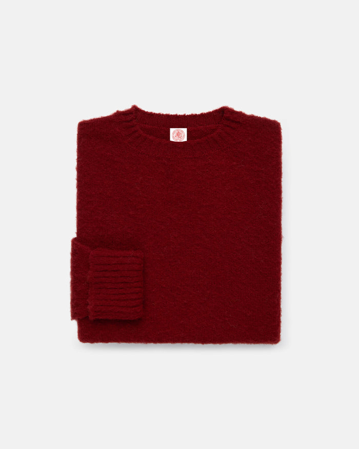Made-in-Scotland Scarlet Red Shaggy Dog Sweater - Classic Fit