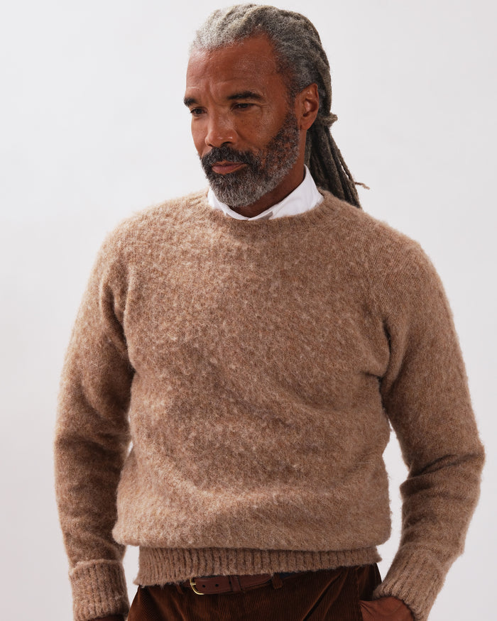 Made-in-Scotland Tan Shaggy Dog Sweater - Classic Fit
