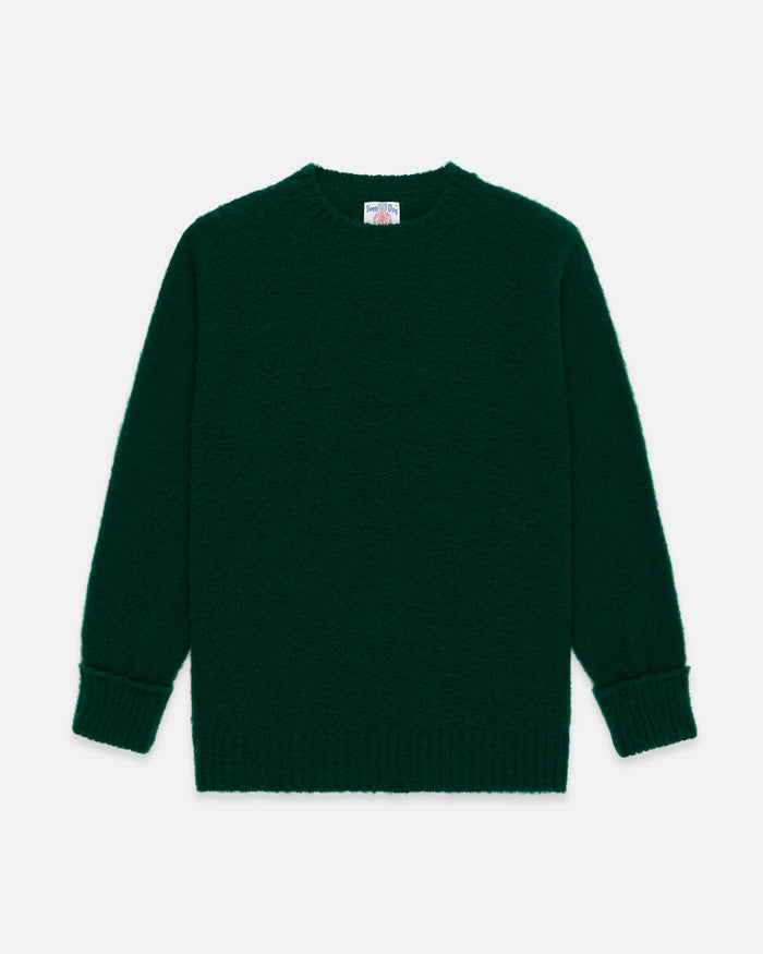 Made-in-Scotland Tartan Green Shaggy Dog Sweater - Classic Fit