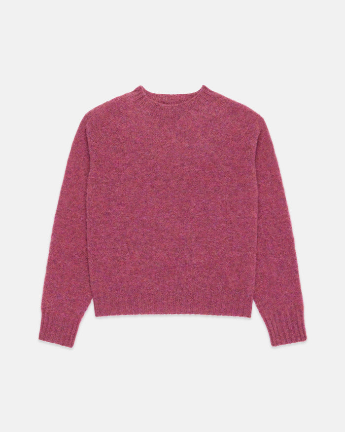 Made-in-Scotland Women's Dark Pink Shaggy Dog Sweater