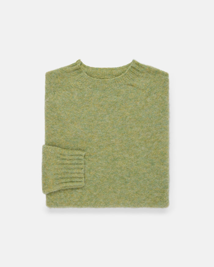 Made-in-Scotland Women's Green & Yellow Mix Shaggy Dog Sweater
