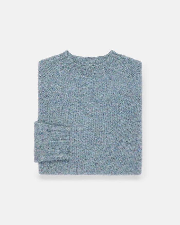 Made-in-Scotland Women's Light Blue Shaggy Dog Sweater