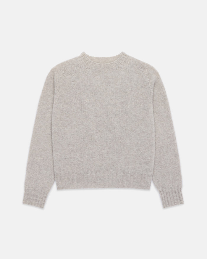 Made-in-Scotland Women's Light Grey Shaggy Dog Sweater