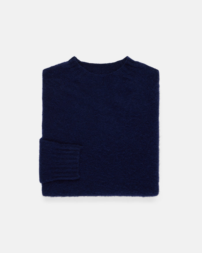 Made-in-Scotland Women's Navy Shaggy Dog Sweater