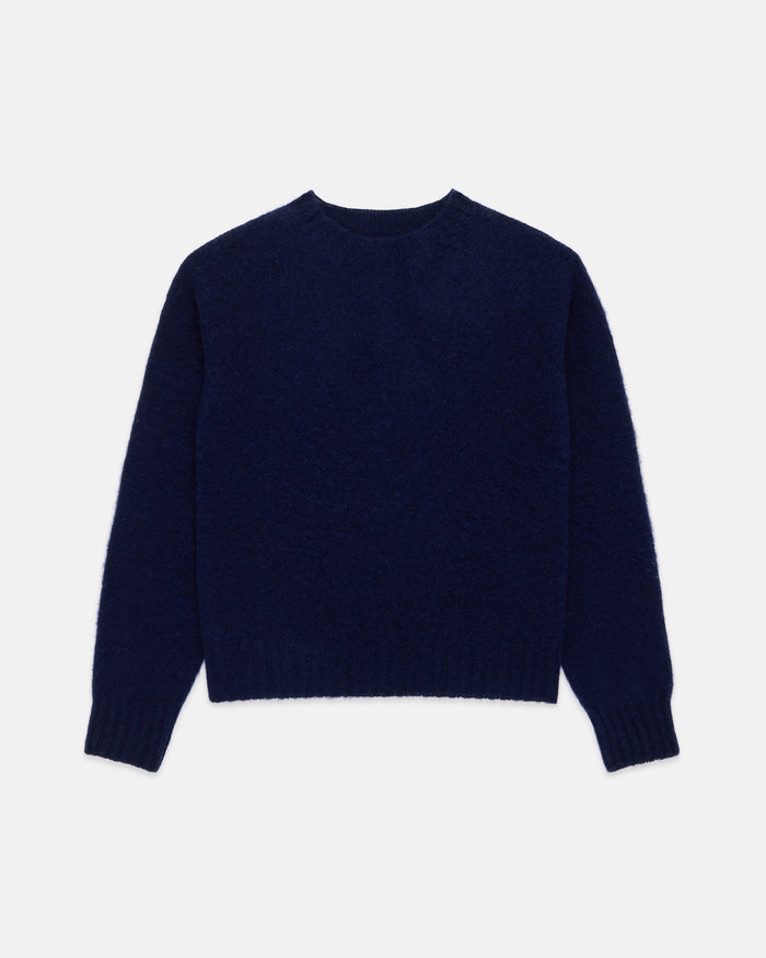 Made-in-Scotland Women's Navy Shaggy Dog Sweater