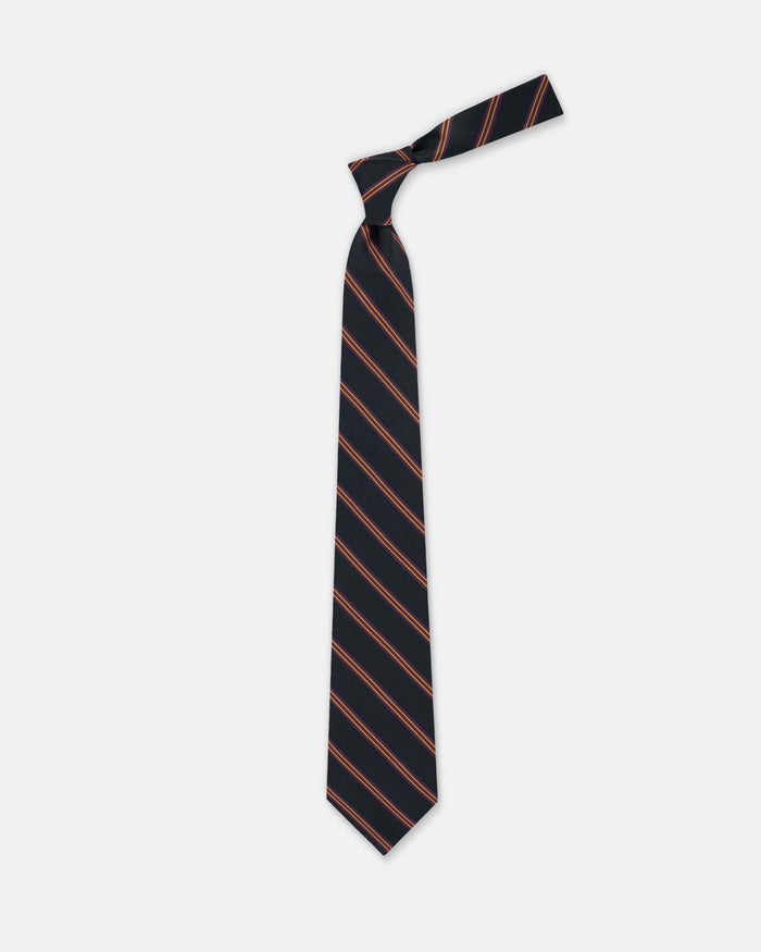 Made-in-UK Black & Purple Triple Stripe Irish Poplin Tie