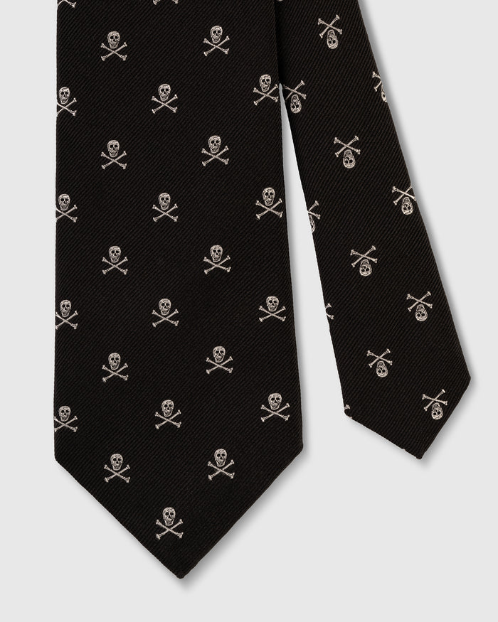 Made-in-UK Black Skull and Bones Club Tie