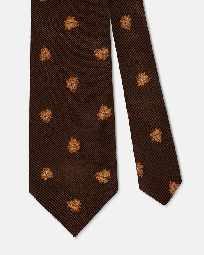Made-in-UK Brown Leaves Club Tie