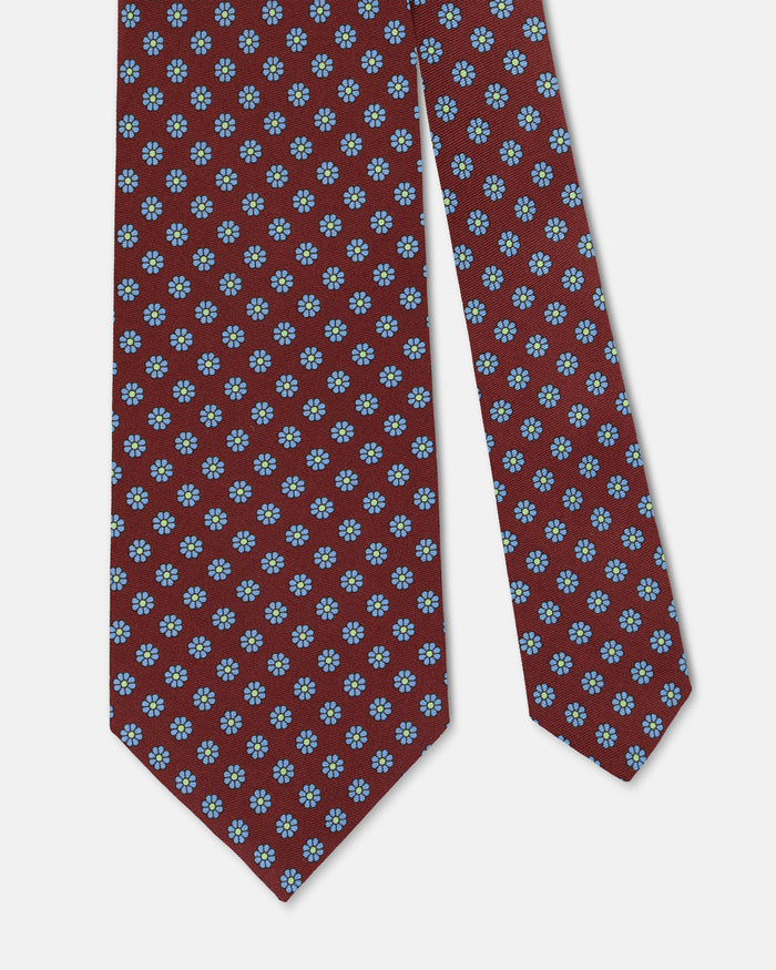 Made-in-UK Burgundy Foulard Print Tie