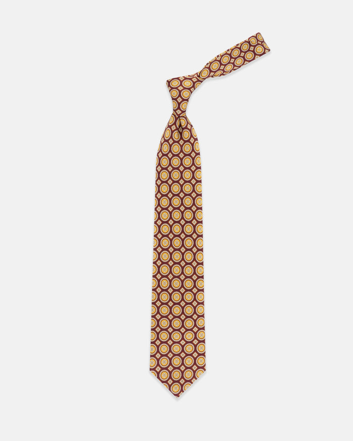 Made-in-UK Burgundy Medallion Foulard Tie