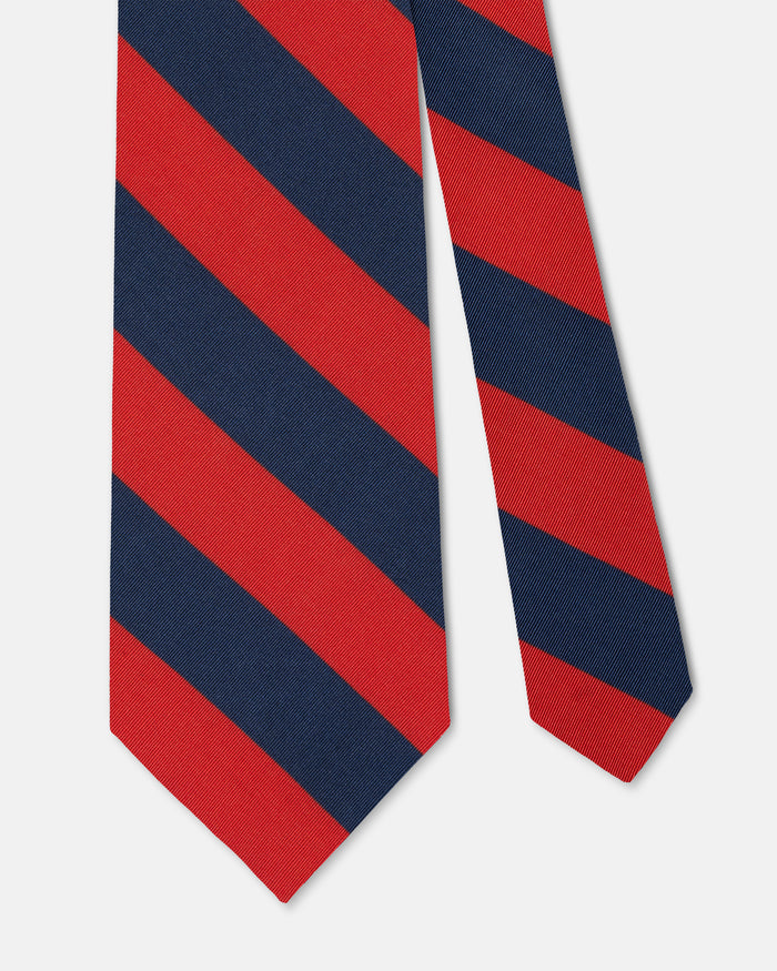 Made-in-UK Dark Blue & Red Stripe Irish Poplin Tie