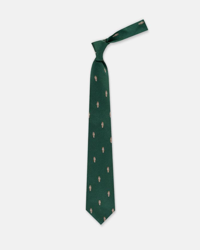 Made-in-UK Dark Green Owl Club Tie