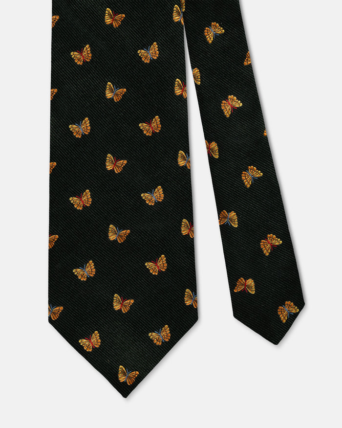 Made-in-UK Green Butterflies Club Tie