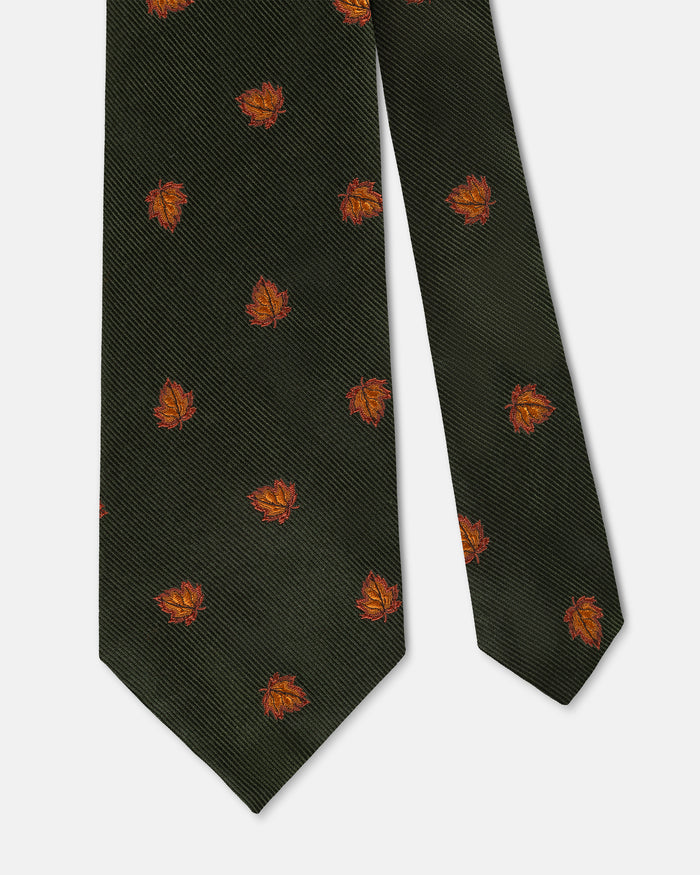 Made-in-UK Green Leaves Club Tie