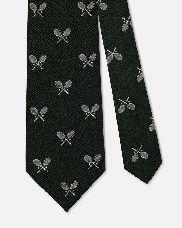 Made-in-UK Green Tennis Racquets Club Tie