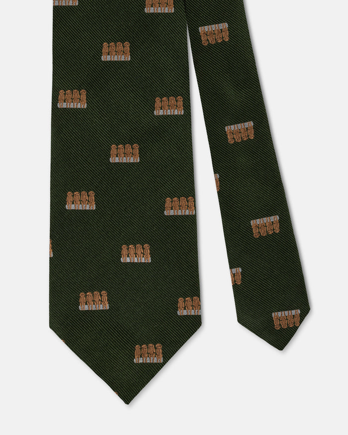 Made-in-UK Hunter Green Four Wise Monkeys Club Tie