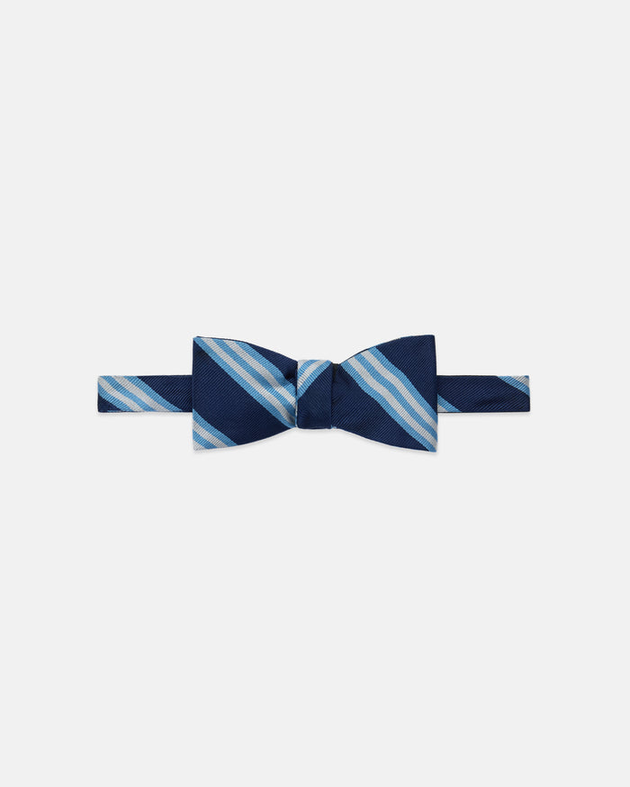 Made-in-UK Navy & Blue Triple Stripe Bow Tie