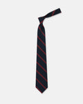 Made-in-UK Navy & Burgundy Double Bar Stripe Irish Poplin Tie