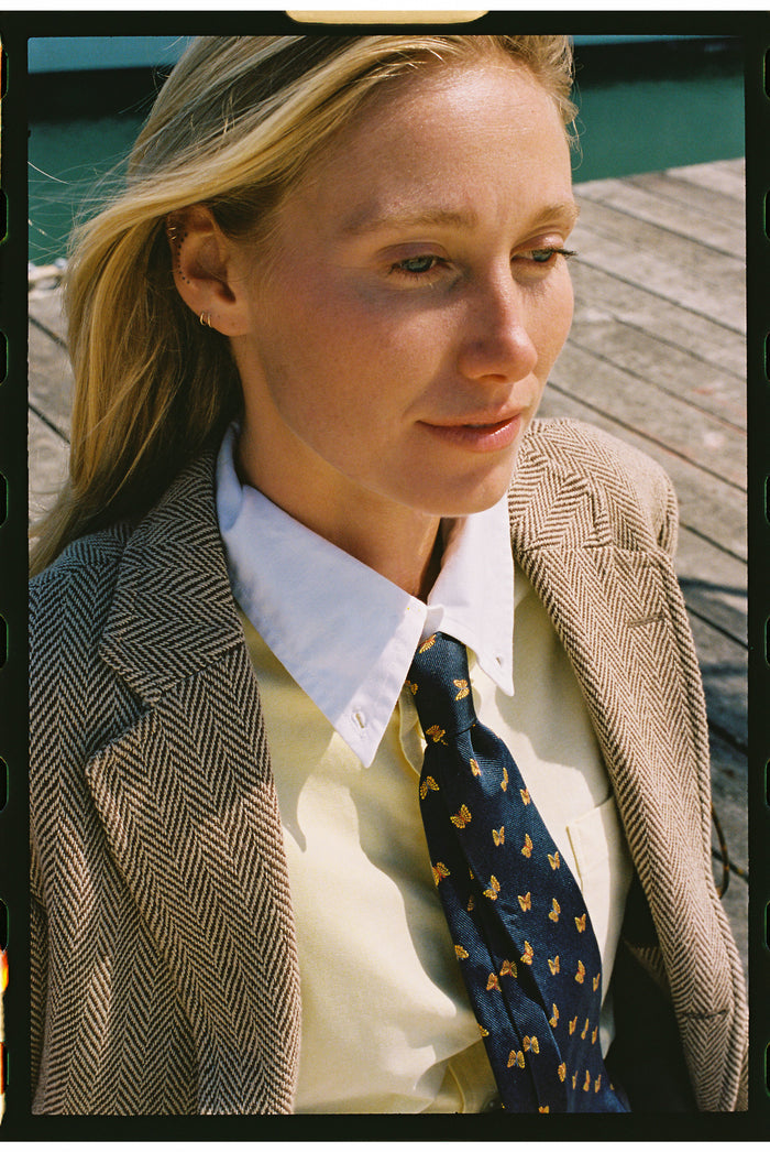 Made-in-UK Navy Butterflies Club Tie