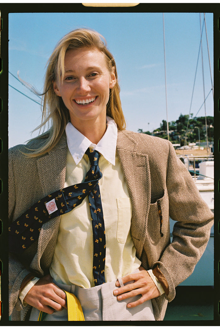 Made-in-UK Navy Butterflies Club Tie