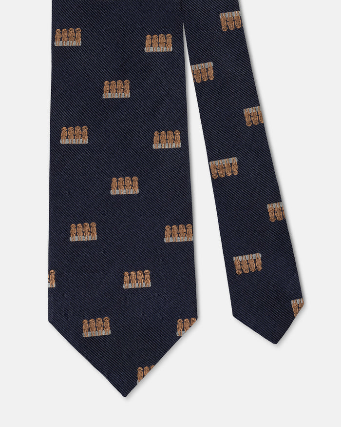 Made-in-UK Navy Four Monkeys Wise Club Tie