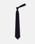 Made-in-UK Navy & Red Polka Dot Silk Foulard Tie