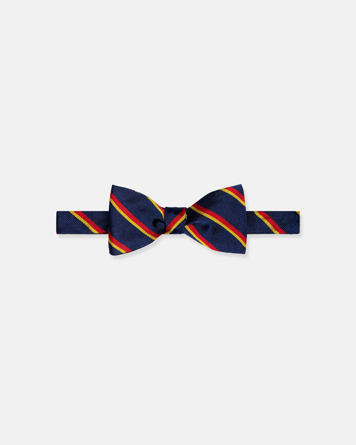 Made-in-UK Navy, Red & Yellow Regimental Silk Repp Bow Tie