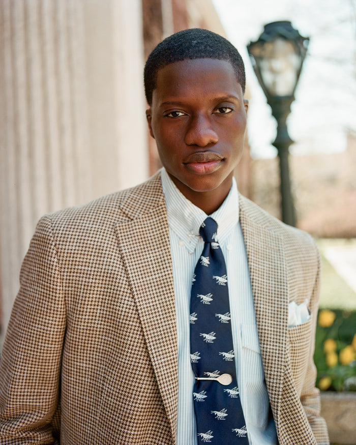 Made-in-UK Navy with Silver Grasshopper Club Tie