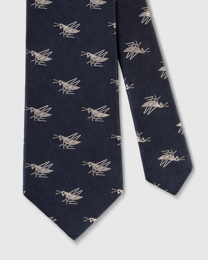 Made-in-UK Navy with Silver Grasshopper Club Tie