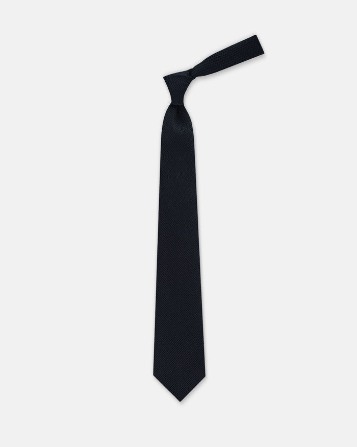 Made-in-UK Solid Dark Navy Grenadine Tie