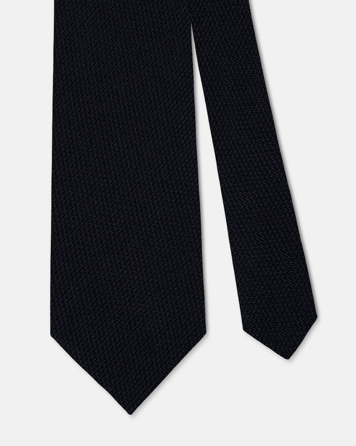 Made-in-UK Solid Dark Navy Grenadine Tie