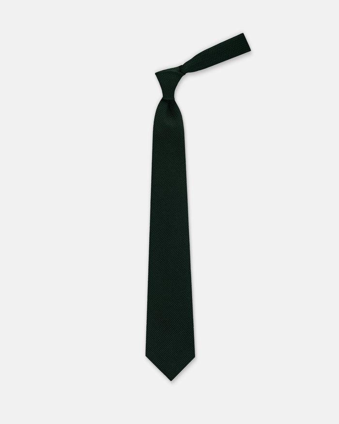 Made-in-UK Solid Green Grenadine Tie