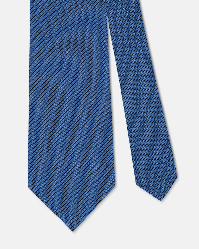 Made-in-UK Solid Mid Blue Grenadine Tie