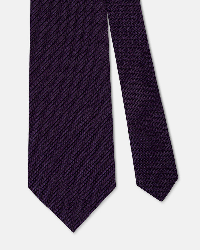 Made-in-UK Solid Purple Grenadine Tie