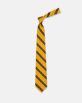 Made-in-UK Yellow & Navy Double Bar Stripe Irish Poplin Tie