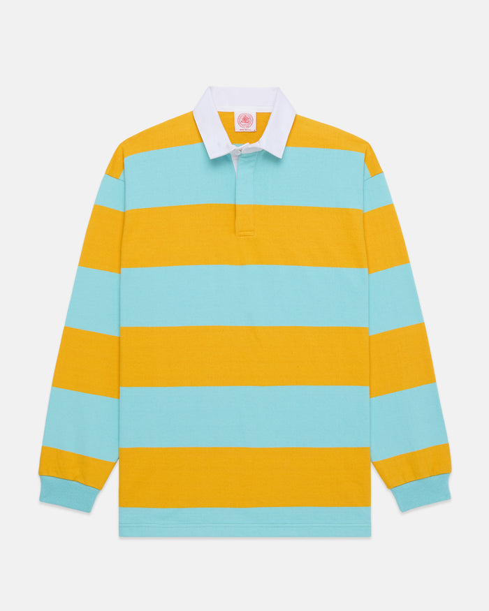 Made-in-USA Aqua & Gold Guard Stripe Cotton Rugby