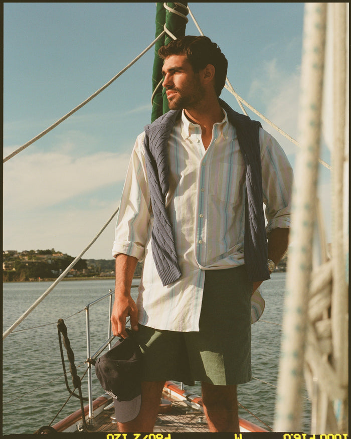 Made-in-USA Awning Stripe Oxford Cloth Sport Shirt - Classic Fit