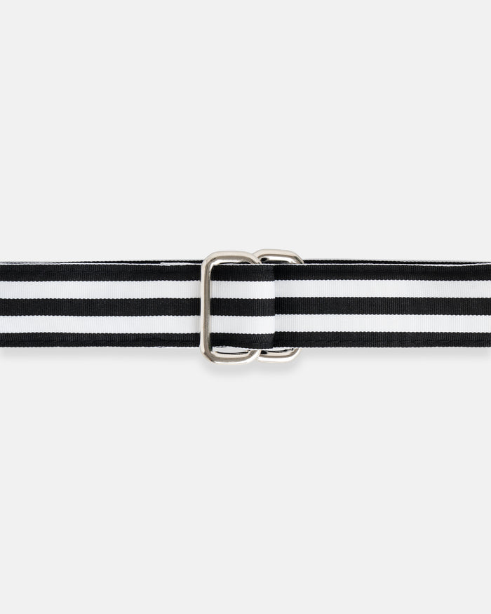 Made-in-USA Black & White Grosgrain Ribbon Belt