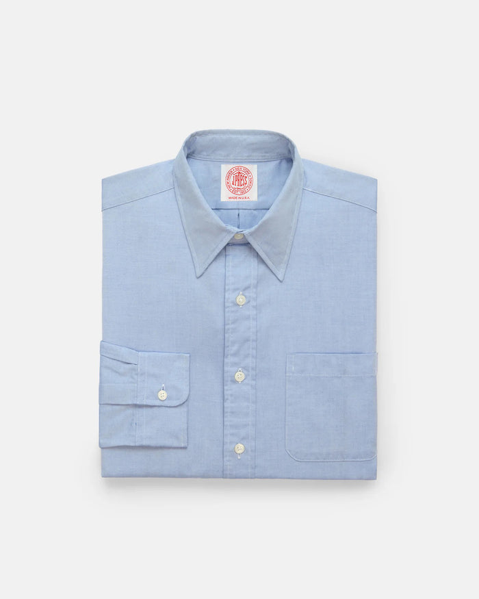 Made-in-USA Blue Pinpoint Oxford Point Collar Shirt - Classic Fit