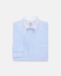 Made-in-USA Blue Stripe Contrast Collar Oxford Cloth Sport Shirt - Regular Fit