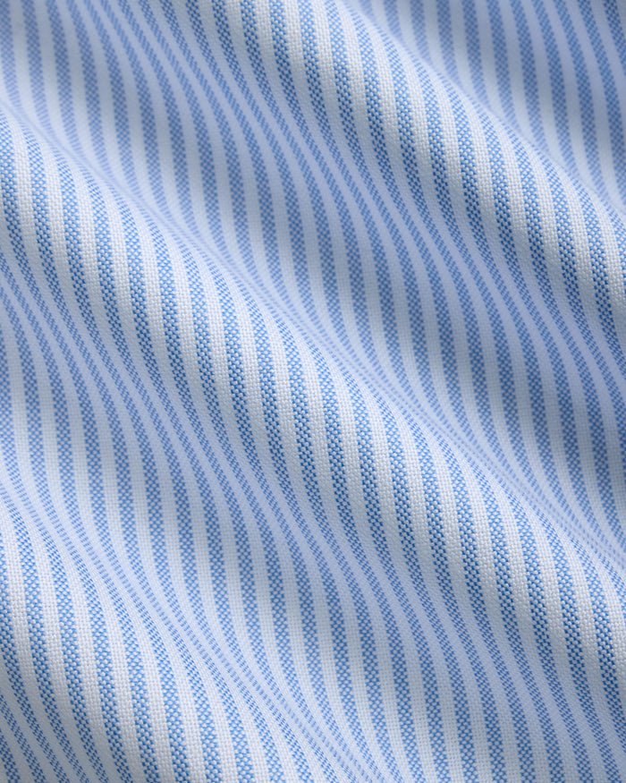 Made-in-USA Blue Stripe Contrast Collar Oxford Cloth Sport Shirt - Regular Fit