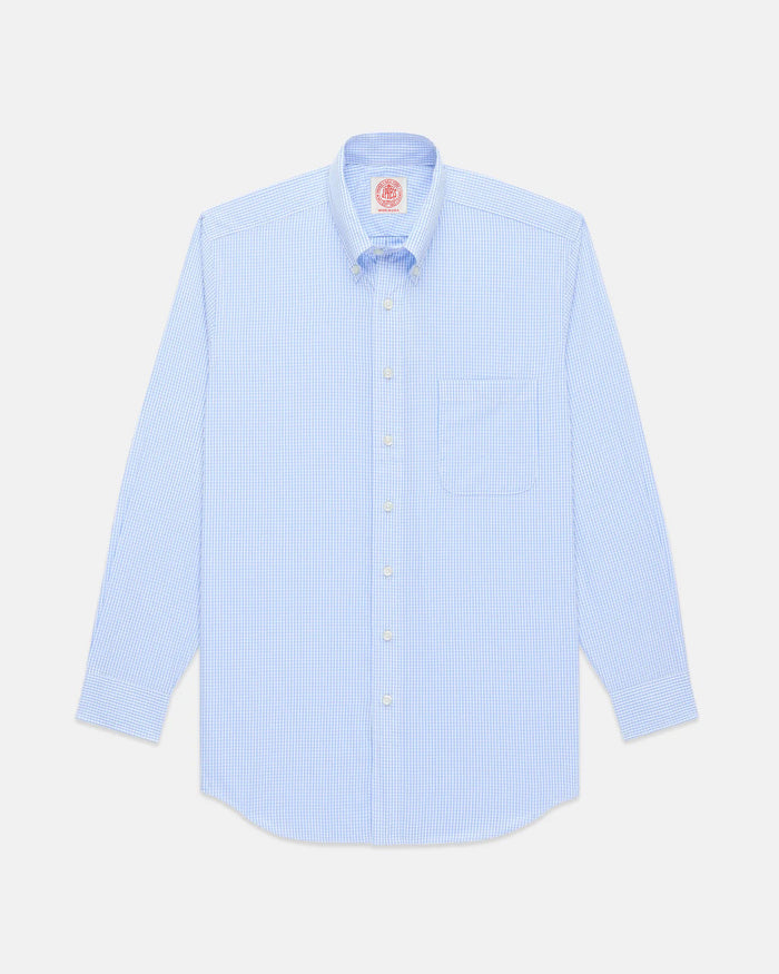 Made-in-USA Blue Tattersall Button Down Oxford Cloth Shirt - Classic Fit