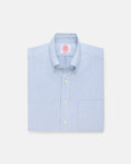 Made-in-USA Blue University Stripe Oxford Cloth Short Sleeve Sport Shirt - Classic Fit